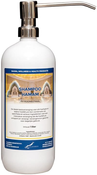Shampoo Hamam 1 liter met luxe RVS zilverkleurige pomp - haarverzorging