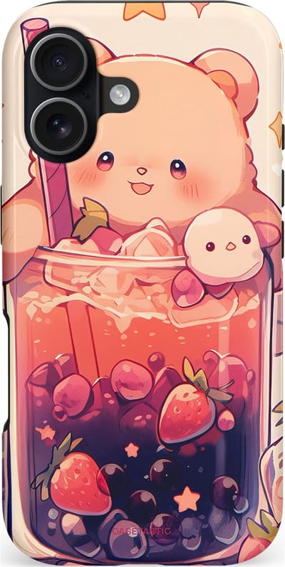 Casetastic hoesje geschikt voor Apple iPhone 17 - MagSafe - Dubbellaagse bescherming - Beertjes Cocktail - Fashion Case - Crème Perzik Koraal Donkerblauw