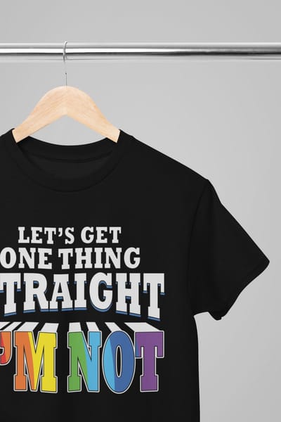 Pride shirt - Lets get one thing straight - Wurban Wear | Gay pride | Pride kleding | Regenboog kleding | Pride | Pride vlag | Regenboog vlag | Regenboog | LGBTQ | LHBTI | Liefde | Transgender | Crossdress | Amsterdam | Rainbow | lgbt shirt | Zwart