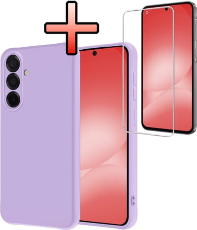 Hoesje - Met Screenprotector - Geschikt voor Samsung Galaxy A56 - Sterk & Shockproof - Back Cover - Siliconen Case - Telefoon Hoes - Lila