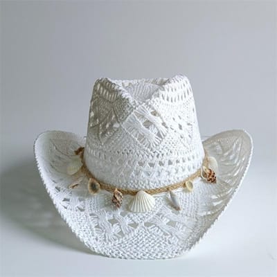 Zomerse Handgeweven Strooien Hoed Voor Vrouwen Schelp Decoratie Vakantie Strand Zon Hoed Chapeu Panama Feminino 55-58CM gray