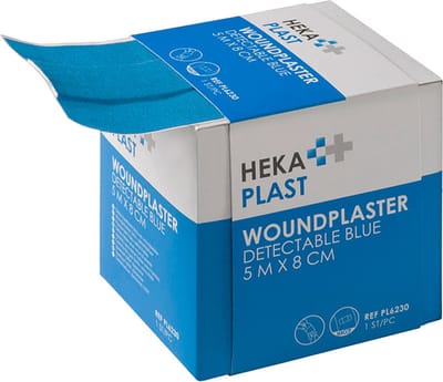 HACCP pleister op rol 5 m x 8 cm detectable