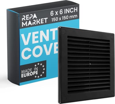 Ventilatieopening Vierkant - Rooster Afdekking - Luchtcirculatie Verbeteren - Met Nylon Gaas - 150x150mm Buitenmaat - Zwart