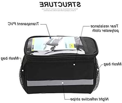 Fietsmand voor stuur, 3.5L voor mountainbike en stadsfiets met touchscreen PVC zak en reflecterende strip