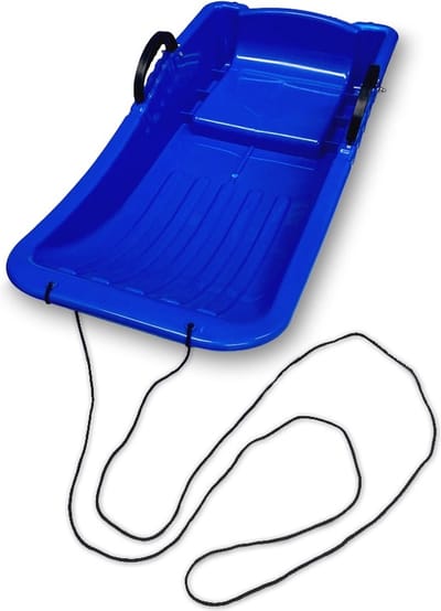 Slee plastic - Kunststof slede voor winter - Met rem en trekkoord - Blauw