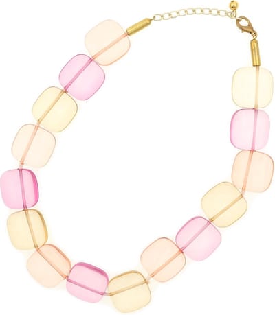 Behave - Dames Ketting Met Platte Kralen in Roze, Oranje En Geel - 45 Cm