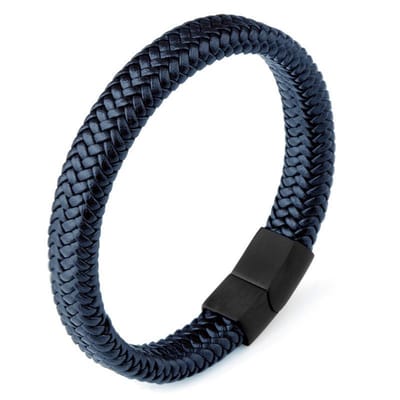 Di Lusso - Armband Elroy - Rundsleder - Blauw - Heren - 22 cm