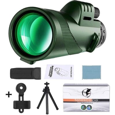 80x100 HD ZOOM Krachtige monoculaire telescoop Draagbare verrekijker Telescoop met groot bereik Jagen Kamperen Met statief Telefoonclip