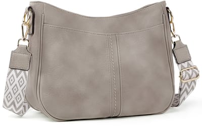 TAN.TOMI Dames Schoudertas – Kleine Crossbody Tas van Vegan Leer – Met Brede Verstelbare Riem & Kaartvakken – Afneembare Schouderband – Perfect voor Reizen & Dagelijks Gebruik -Grijs