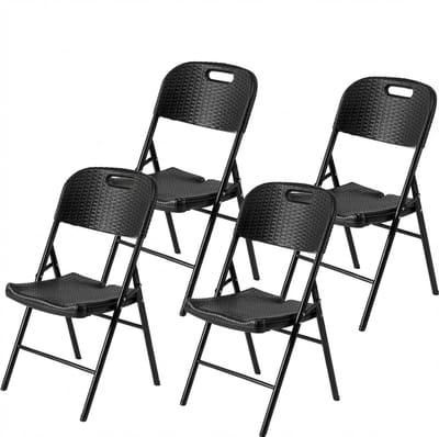 Bardi 4 Delige Klapstoelenset – Vouwstoelenset Zware Kwaliteit, Weersbestending 47 x 54 x 87 cm. – Rotan