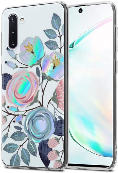 Cadorabo Hoesje geschikt voor Samsung Galaxy NOTE 10 in PIOENEN - Beschermhoes gemaakt van TPU siliconen Case Cover met bloemenmotief