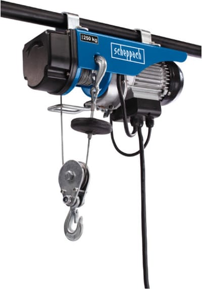 Scheppach Elektrische Takel HRS250 – Kabeltakel - 530W – Max. Hefvermogen 250 kg – Hefhoogte 6 m – Staalkabeltakel