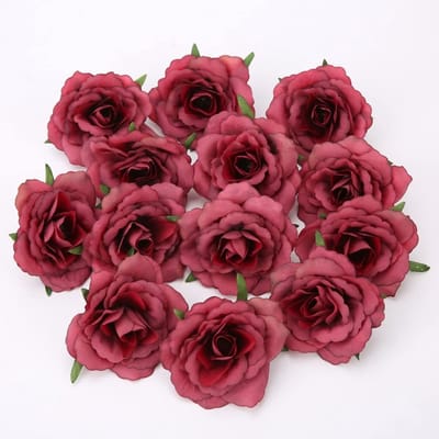Dailygoods- Kunstbloemkoppen 20 stuks - Zijde Rozen - Decoratie - Bruiloft/Feest - Knutselen - Diameter 7-8 cm - Kunstrozen