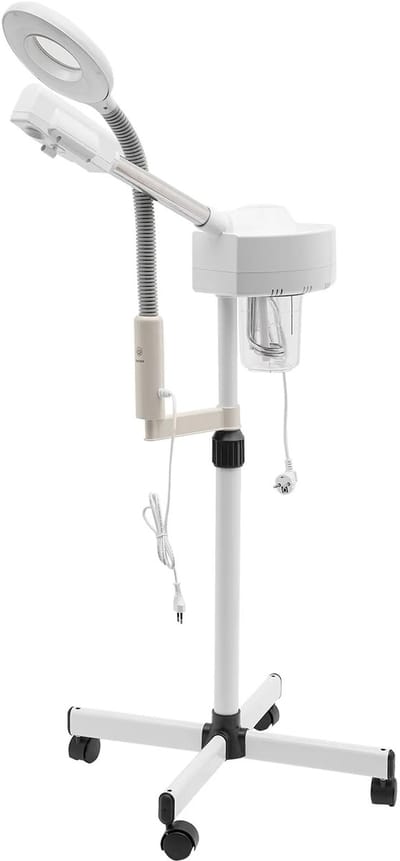 2 - in - 1 gezichtssteamer met loeplamp en ozon - verstelbare gezichtsstomer voor salon en thuis - wit