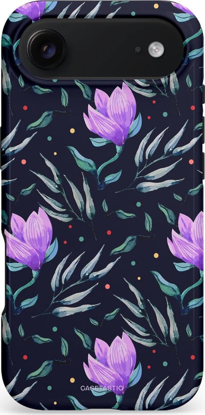 Casetastic hoesje geschikt voor Apple iPhone Air - MagSafe - Dubbellaagse bescherming - Mystieke bloemenzee - Fashion Case - Donkerblauw Donkergrijs Grijs Lavendel