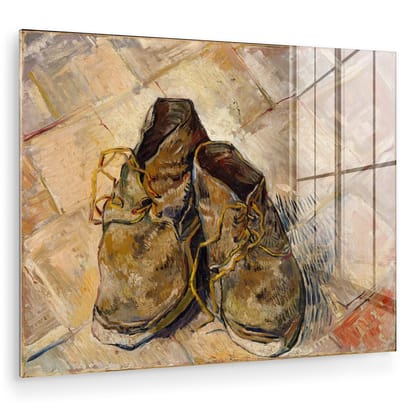 ® Glasschilderij 160x120 cm - Schilderij acrylglas - Schoenen - Vincent van Gogh - Foto op glas - Muurdecoratie woonkamer - Wanddecoratie slaapkamer - Schilderijen
