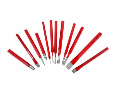 AWTools AW32521 - Beitel- en Doorslagset - 12-delig - Inclusief Centerponsen - Hoogwaardig Staal