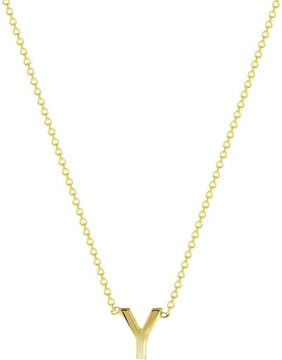 Lucardi Dames Ketting met letter hanger - 9 karaat - Ketting - Cadeau - 43 cm - Geelgoud