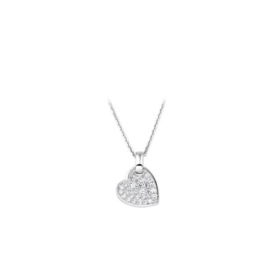 YO&NO - Ketting - Zilver - Anker -  Hart - Collier - Zirkonia - 1,3mm - 45cm - Sieraden Vrouw - Gerhodineerd - Zilver 925