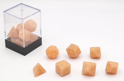 HOT Games dobbelstenen set pastel perzik 7 stuks kunststof oranje.