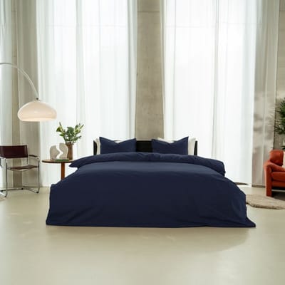 Kayori Kayori Puro Dekbedovertrek Perkal - 140x200-220 + 1 sloop - Eenpersoons - Hotelkwaliteit - Navy