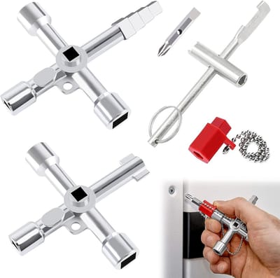 Dailygoods - 3 stuks inbussleutel set, vier-in-één binnendriehoek vier hoeksleutelsleutel, universele kruisvormige driehoek sleutel, voor kraan, gasmeter, tappen, ventiel, elektrische kastopening