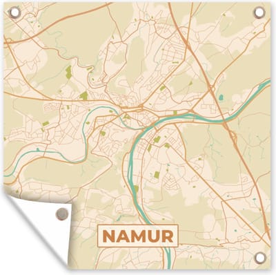 Tuin poster Kaart - Vintage - Plattegrond - Namur - Stadskaart - 200x200 cm - Tuindoek