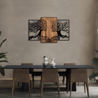 Skyler Decoratieve Houten Wandaccessoire | Hout & Metaal | 125 X 3 X 79 Cm - Emob - Wooden_wall_decor - Zwart - Hout; Metaal