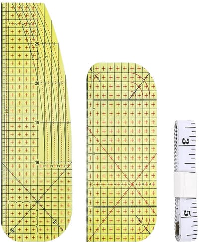 SnelShoppen - 2 Stuks Naai Liniaal Set - Zachte en Gebogen Liniaal voor Meten, Omzomen en Naaien van Kleding - Compacte Snijaccessoires en Gereedschap
