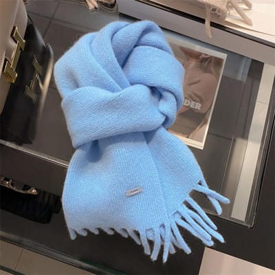 Zachte Effen Warme Wol Sjaal Winter Veelzijdig Breien Koppel Pashmina Dikke Deken Sjaals En Omslagdoeken Foulard Neckerchief One Size gray