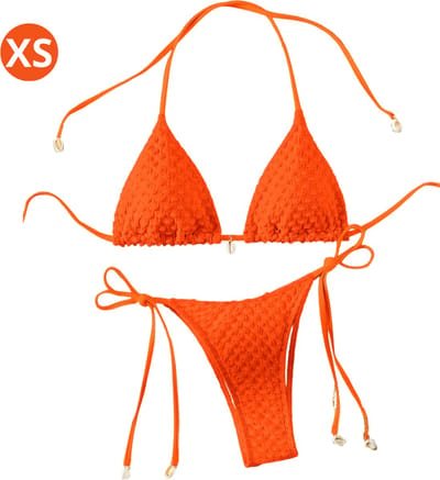 Bovista Bikini Dames - Meisjes Bikini - Badpak - Push Up - Vrouwen Badkleding - Zwemmen - Sexy Set - Top & Broekje - Rood Oranje - Maat XS