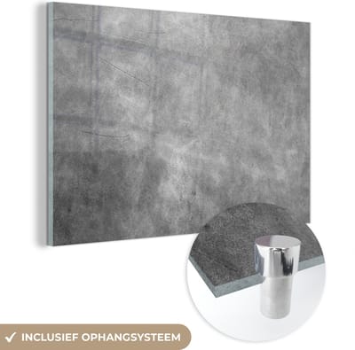 MuchoWow® Glasschilderij 60x40 cm - Schilderij acrylglas - Leer - Structuur - Lederlook - Foto op glas - Schilderijen
