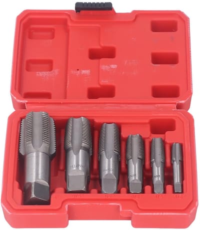 Dailygoods- Draadsnijder Set 6 Stuks - Precisie Snijden - Buisdraad Boor - Maten 1 Inch/3/4 Inch/1/2 Inch/3/8 Inch/1/4 Inch/1/8 Inch - Schuine Groeven - Vierkante Schacht - Draadboor