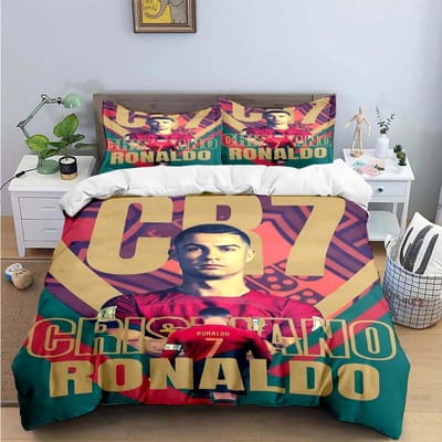 Mode Voetbalster M-Messi R-Ronaldo Print Beddengoed Set Dekbedovertrek Dekbed Bed Jeugd Kinderen Meisjes Jongens Luxe Cadeau 180*220cm 3pcs