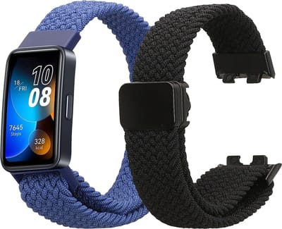 kwmobile 2x smartwatch polsband geschikt voor Huawei Band 10 / 9 / 8 bandje - Horlogeband met magneetsluiting - Sporthorloge band in zwart / blauw