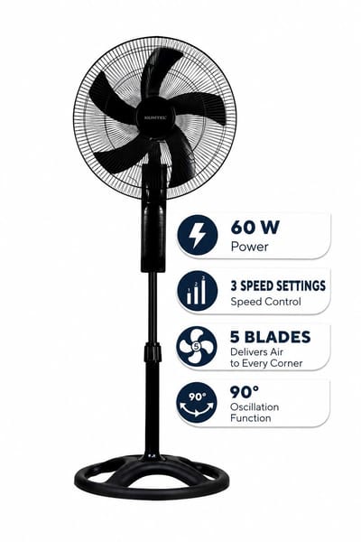 Asir - Staande Ventilator/Fan - 100% ABS - 50 x 50 x 145 cm