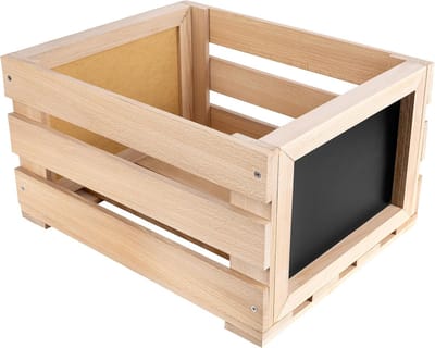Creative Deco | Vinyl LP platen opbergkist met Kreidetafel | Houten kat voor vinyl platen | 46x36x25 cm | LP vinyl opbergkast | LP vinyl opbergkast | Platenkast | Platenkoffer | Vinyl LP koffer