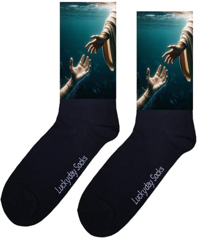 LuckyDay Socks - Jezus hand - Hulp - Psalm - Verjaardag cadeau - Kerstsokken - Geloof - God - Bidden - Volgers - Beterschap - Leuke sokken voor hem en haar - Cadeau voor hem en haar - Kerstcadeau - Hoop - Paas cadeau - Socks maken Happy - Maat 37-44