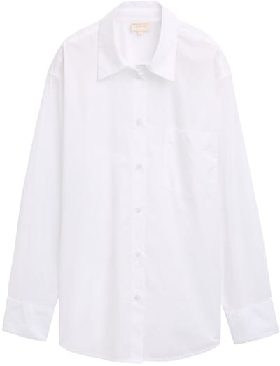 Tom Tailor Denim - Oversized overhemdblouse met borstzak - Maat XS - White