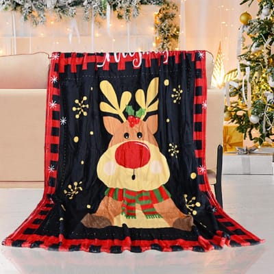 Luxe Kerst Plaid Flanellen Fleece, Extra Zachte Sherpa Woondeken (150 x 200 cm)