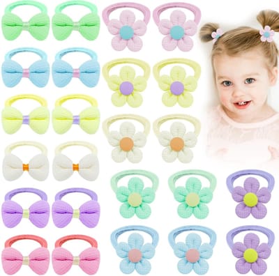 Dailygoods- Haarelastiekjes 24 Stuks - Zachte Naadloze Paardenstaarthouder - Kleurrijke Haarbanden - Haarstrikken - Geschikt voor Baby's en Peuters