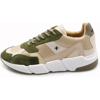 Newlab - Witte en bruine appelskin RACERJI01 BEIGE/KHA sneaker