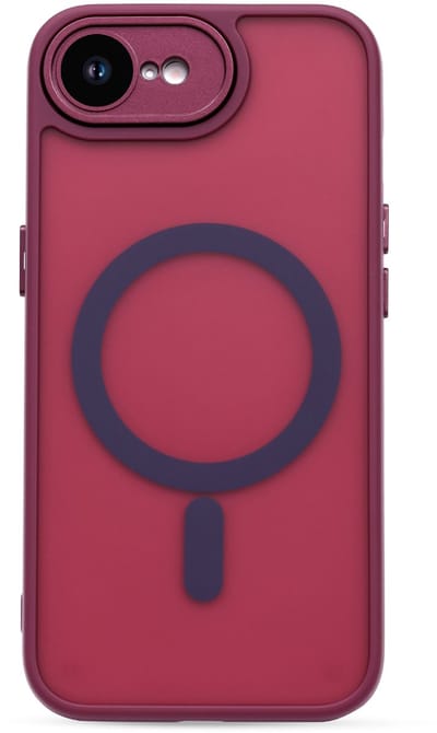 Casemania Hoesje Geschikt voor Apple iPhone 16e - Bordeaux - Matte Armor Back Cover - Geschikt voor MagSafe