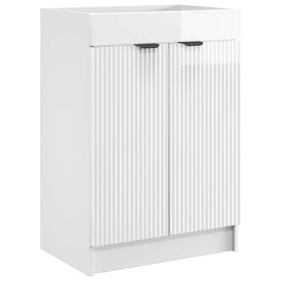 vidaXL - Badkamer - onder - Wastafel - Kast - Hoogglans - Wit - 56 - x - 37,5 - x - 81 - cm