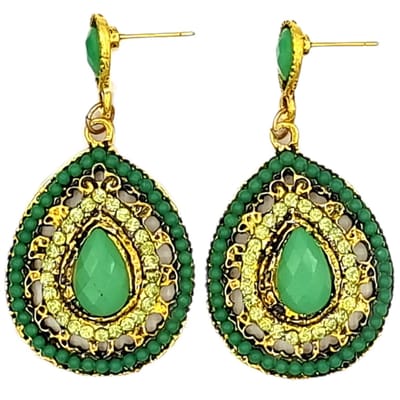 Rhylane – Grote Druppel Oorbellen- Hangers Groen – Vintage Look