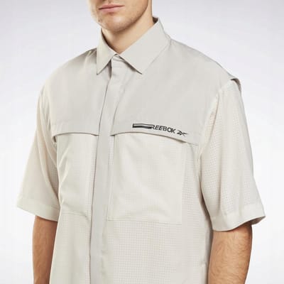 Reebok - Casual Overhemd - Beige - Maat L