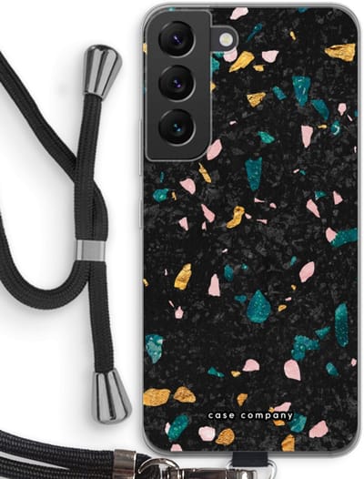 Case Company® - Hoesje met koord geschikt voor Samsung Galaxy S22 hoesje met Koord - Terrazzo N°10 - Telefoonhoesje met Zwart Koord - Bescherming aan alle Kanten en Over de Schermrand