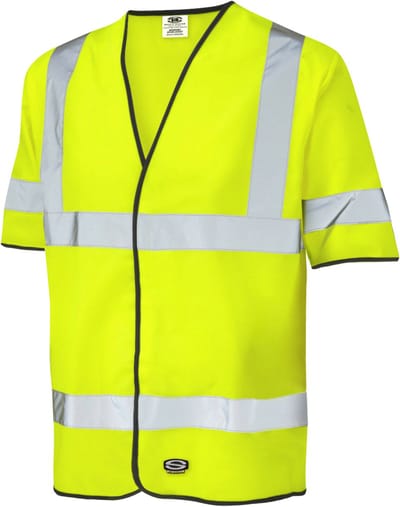SIR SAFETY SPACE SHORT SLEEVE Hi Vis Reflecterend Stof Werkjas HEREN Veiligheidsjas Geel - EN ISO 20471 Klasse 3 - Reflecterende Strepen - Lichtgewicht