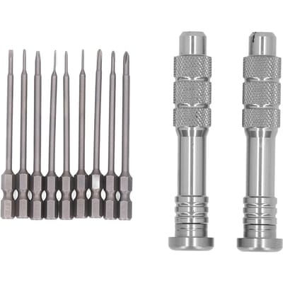 Stalen Sleufschroevendraaierset met 9 Bits 2 Handvatten Handgereedschap voor Cameralens Computer Elektrisch gray