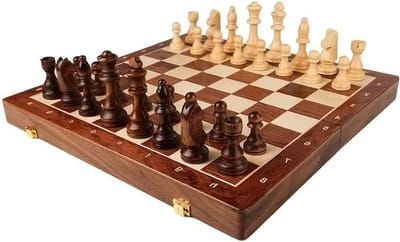 Houten Schaakset - Schaakbord Opklapbaar - Strategisch Spel - Inclusief 2 Extra Koninginnen - 39x39 CM - Bruin